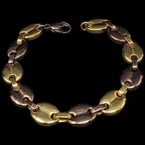 HoB MARINERS LINK STAINLESS STEEL GOLD TONE & BRONZE TONE  BRACELET